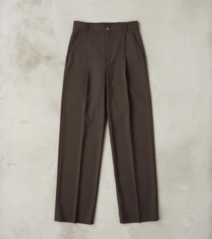 Super 130's Cold Wool Grandad Trouser - Bark Brown sold by Division Road