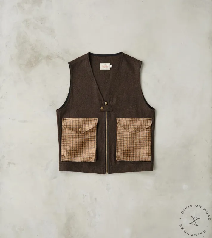 Cargo Vest - Moon Chocolate Herringbone & Fox Harvest Houndstooth made by Dehen 1920