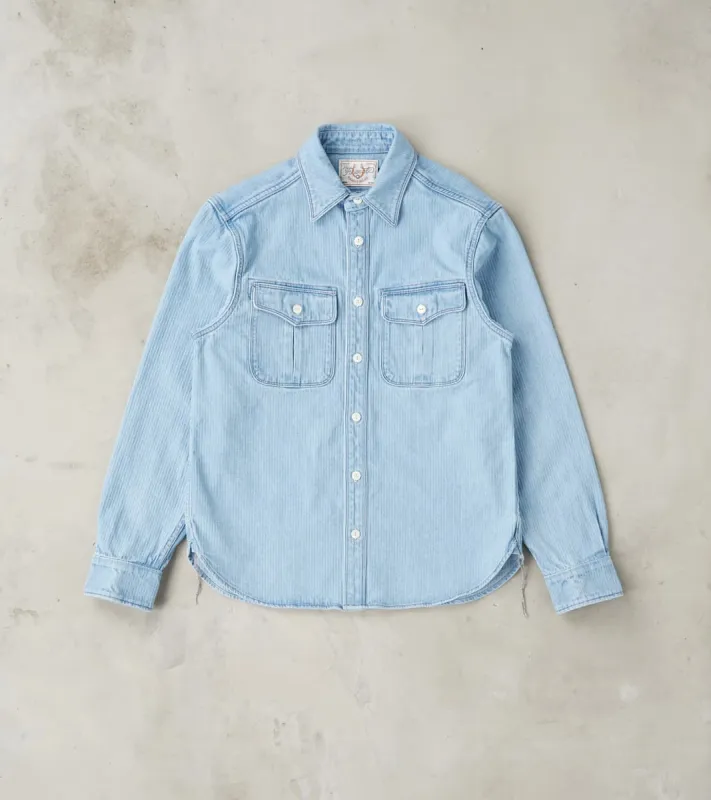 Rancho - Japanese Bedford Cord - Bleach Indigo sold by Division Road