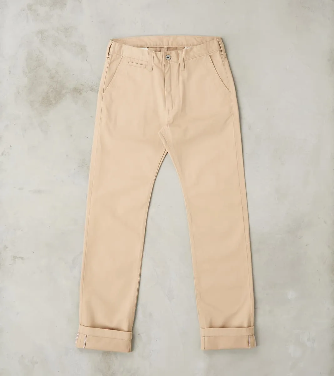 721-KHA - Slim Tapered - Mercerized Selvedge Khaki Chino sold by Division Road