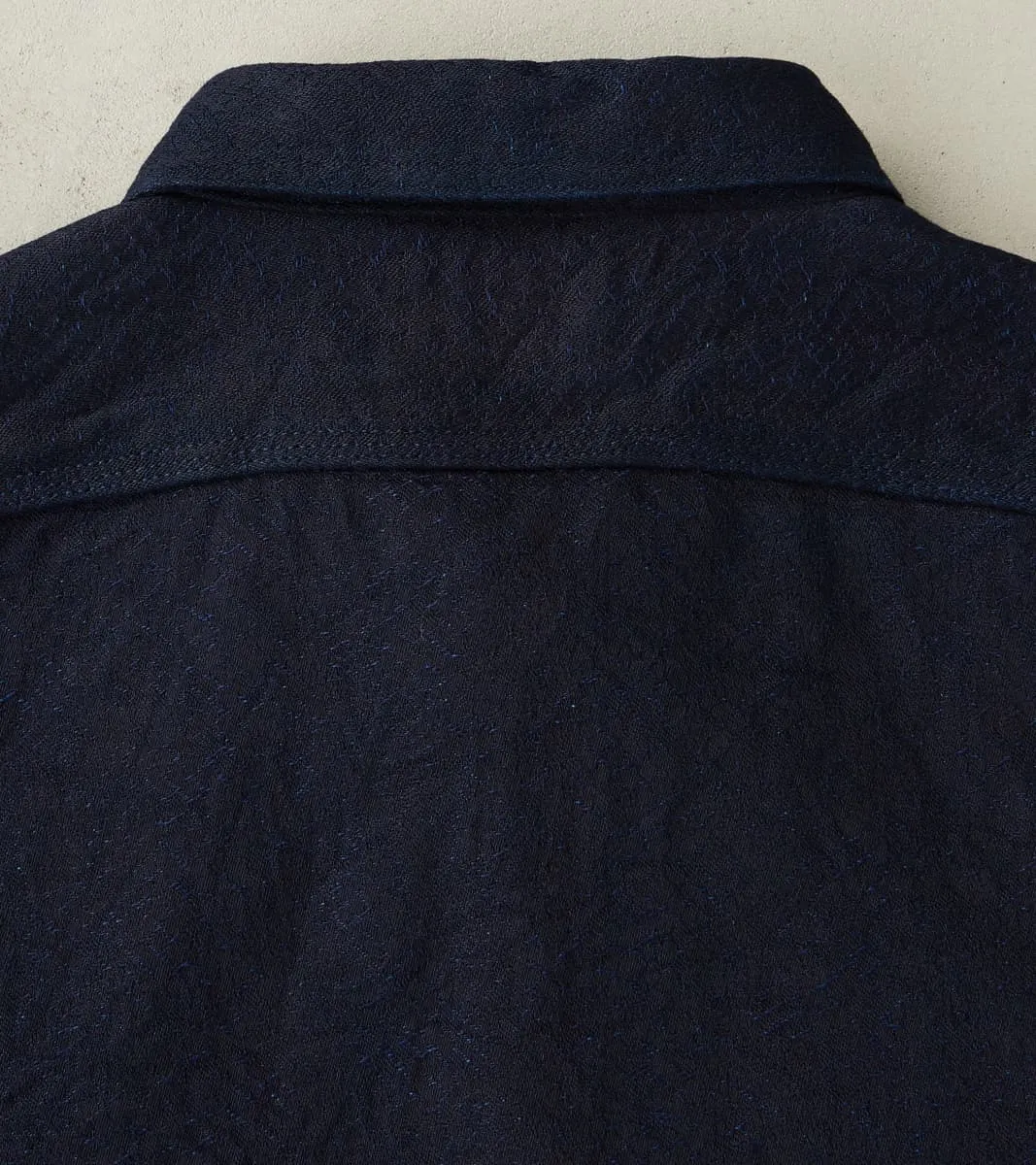 SSS25-01W Indigo Dyed Snake Jacquard Work Shirt sold by Division Road product image thumbnail 4