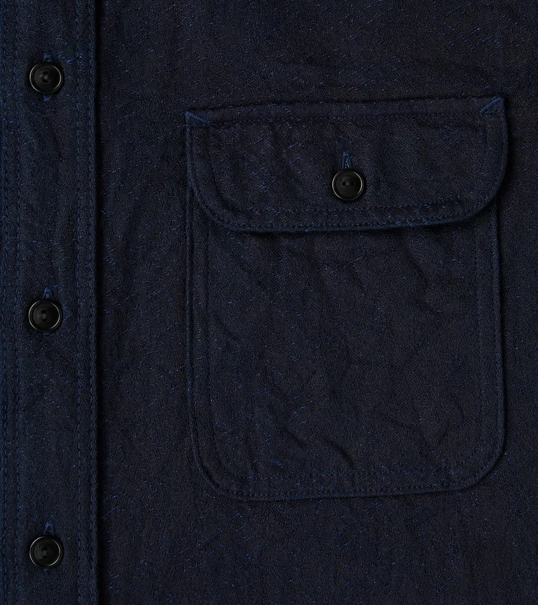 SSS25-01W Indigo Dyed Snake Jacquard Work Shirt sold by Division Road product image thumbnail 5
