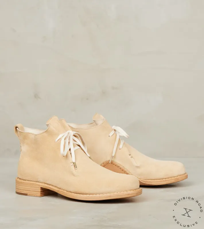 WMNs Double Fold - Leather ASP Sole - Sand Calf Suede sold by Division Road