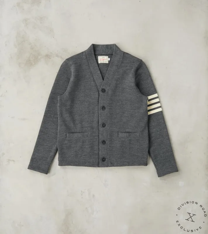 Barrister Cardigan - Charcoal sold by Division Road