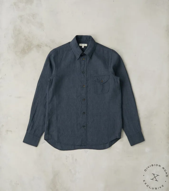 American Camp Shirt - Asphalt High Twist Superfine Linen Broadcloth sold by Division Road