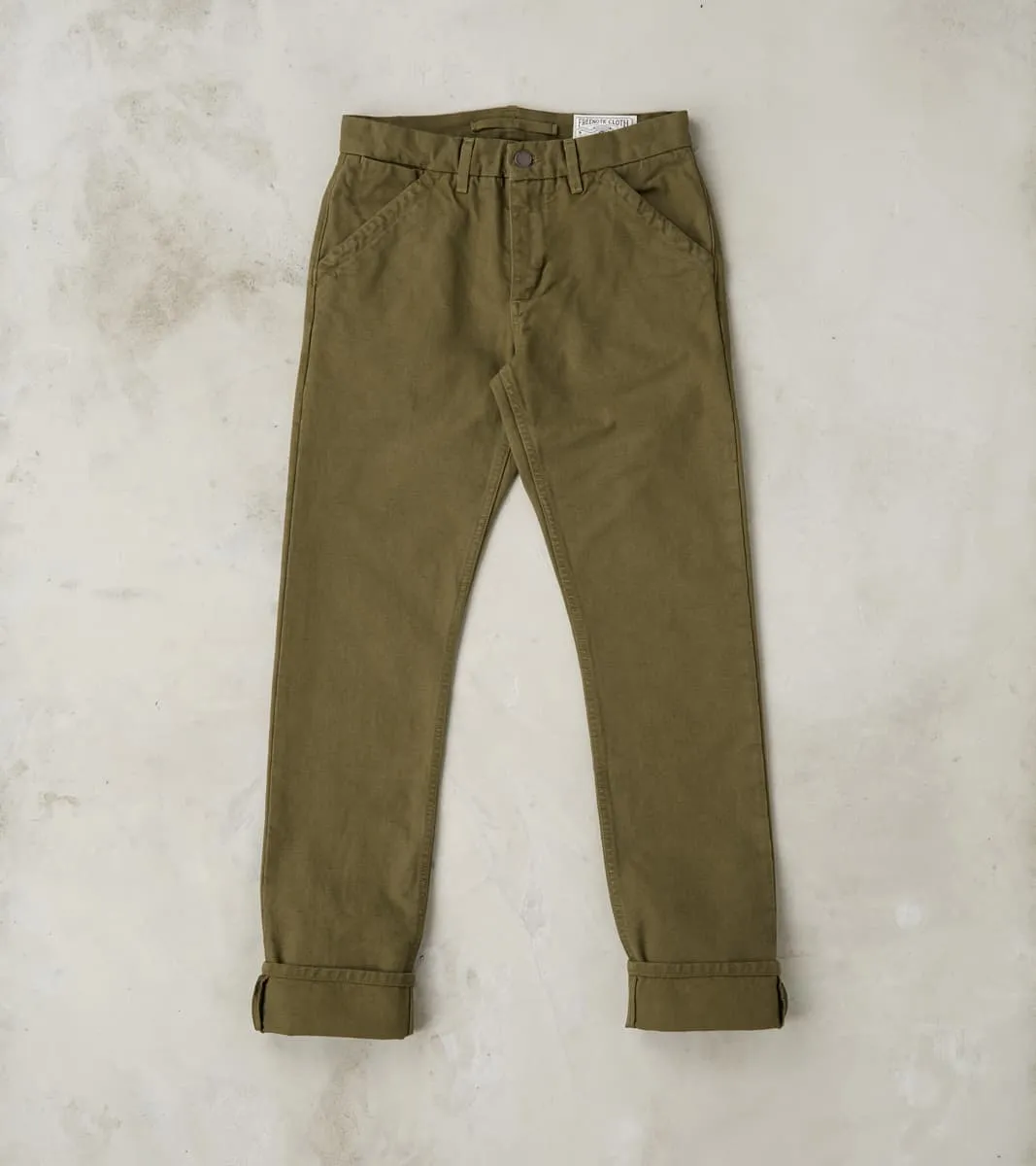 Workers Chino - 14oz Japanese Military Slub Canvas - Army Green sold by Division Road