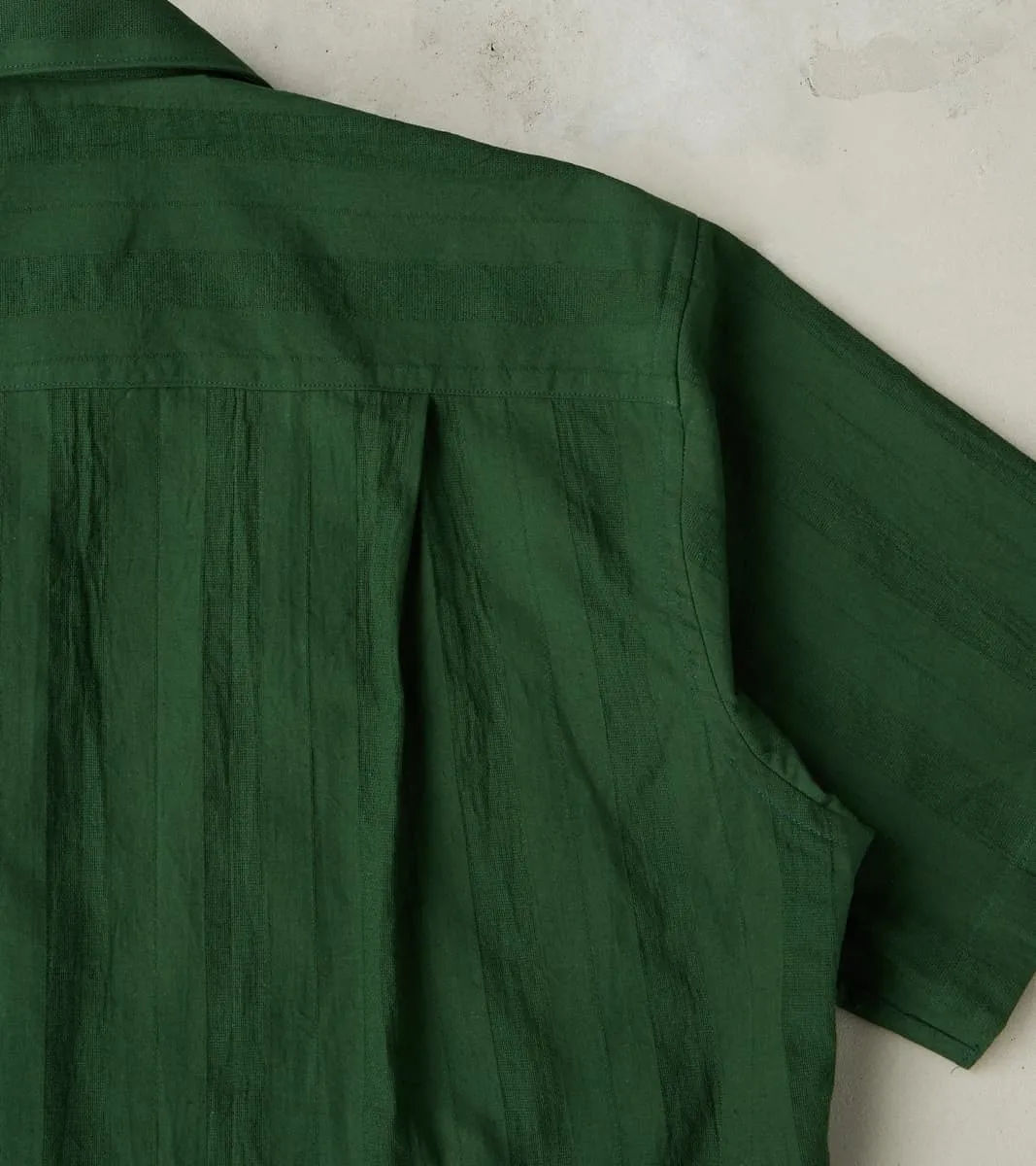 Japanese Cotton/Linen Dobby Stripe Camp - Green sold by Division Road product image thumbnail 4