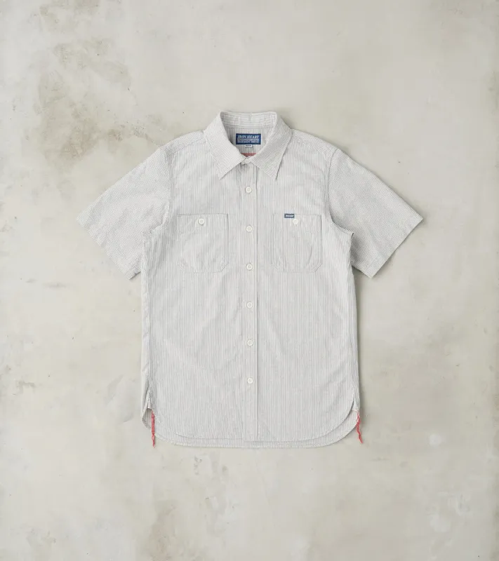 420-HIC - Short Sleeved Work Shirt - 5oz Selvedge Oxford Cloth Hickory Stripe sold by Division Road