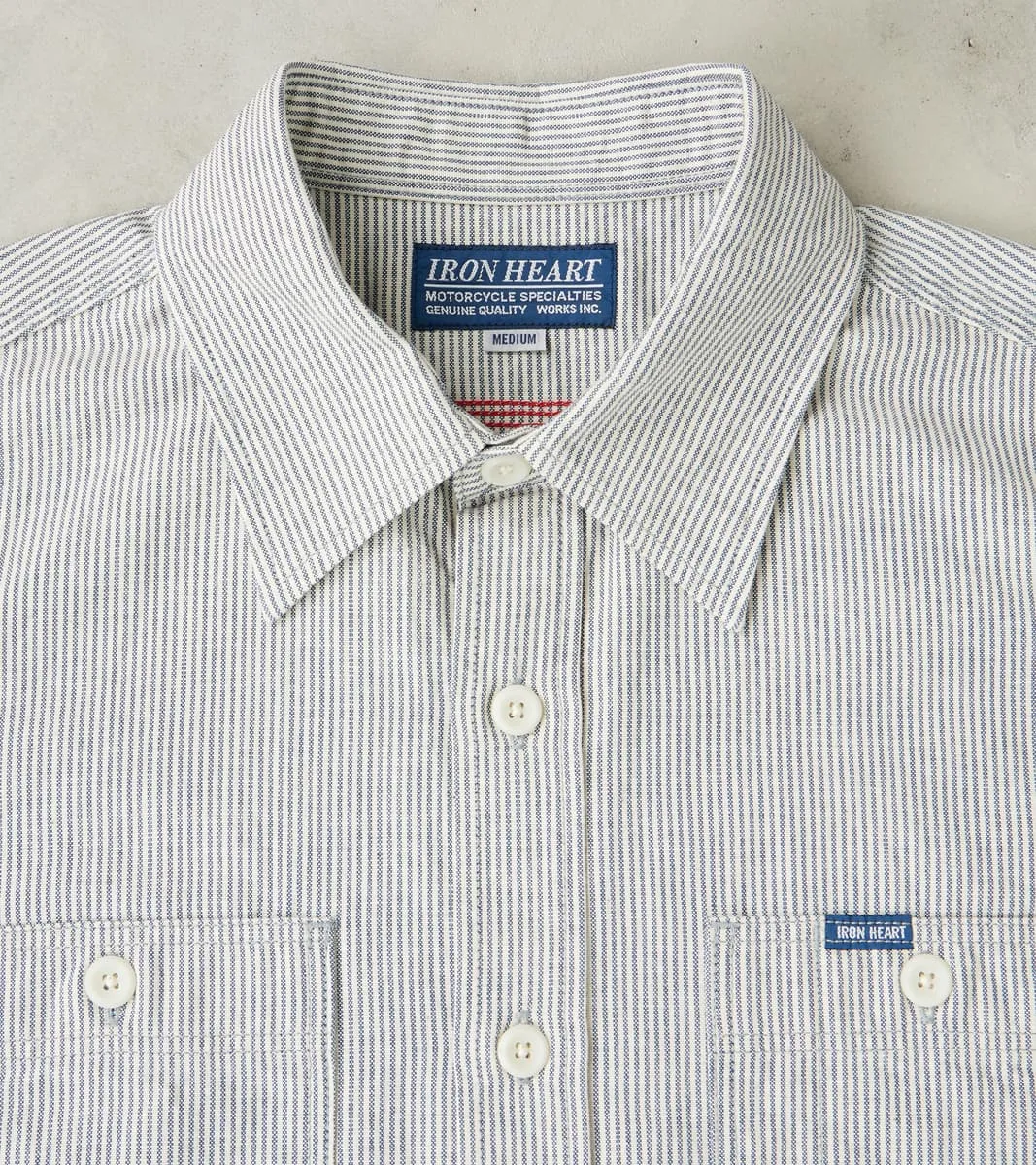420-HIC - Short Sleeved Work Shirt - 5oz Selvedge Oxford Cloth Hickory Stripe sold by Division Road product image thumbnail 3