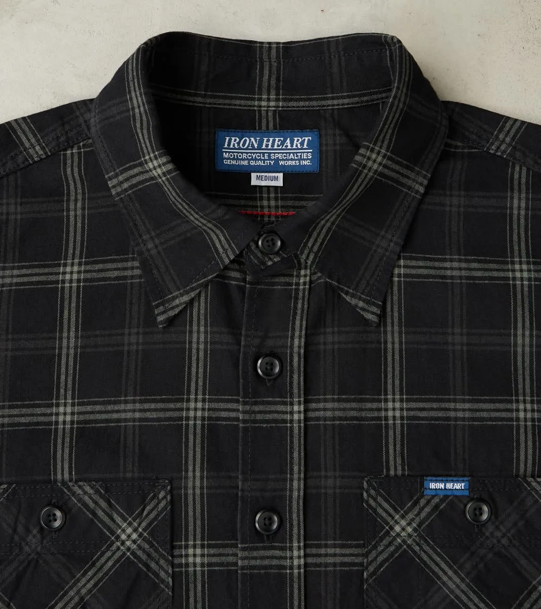 419-BLK - Short Sleeved Work Shirt - 5oz Selvedge Madras Black Check sold by Division Road product image thumbnail 3