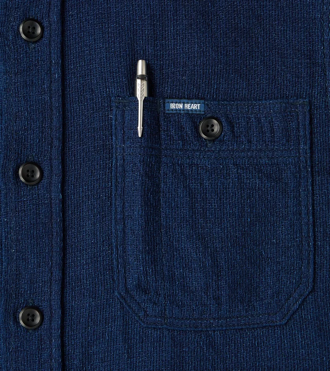 417-IND - Short Sleeved Work Shirt - 5oz Double Gauze Indigo Cloth sold by Division Road product image thumbnail 5