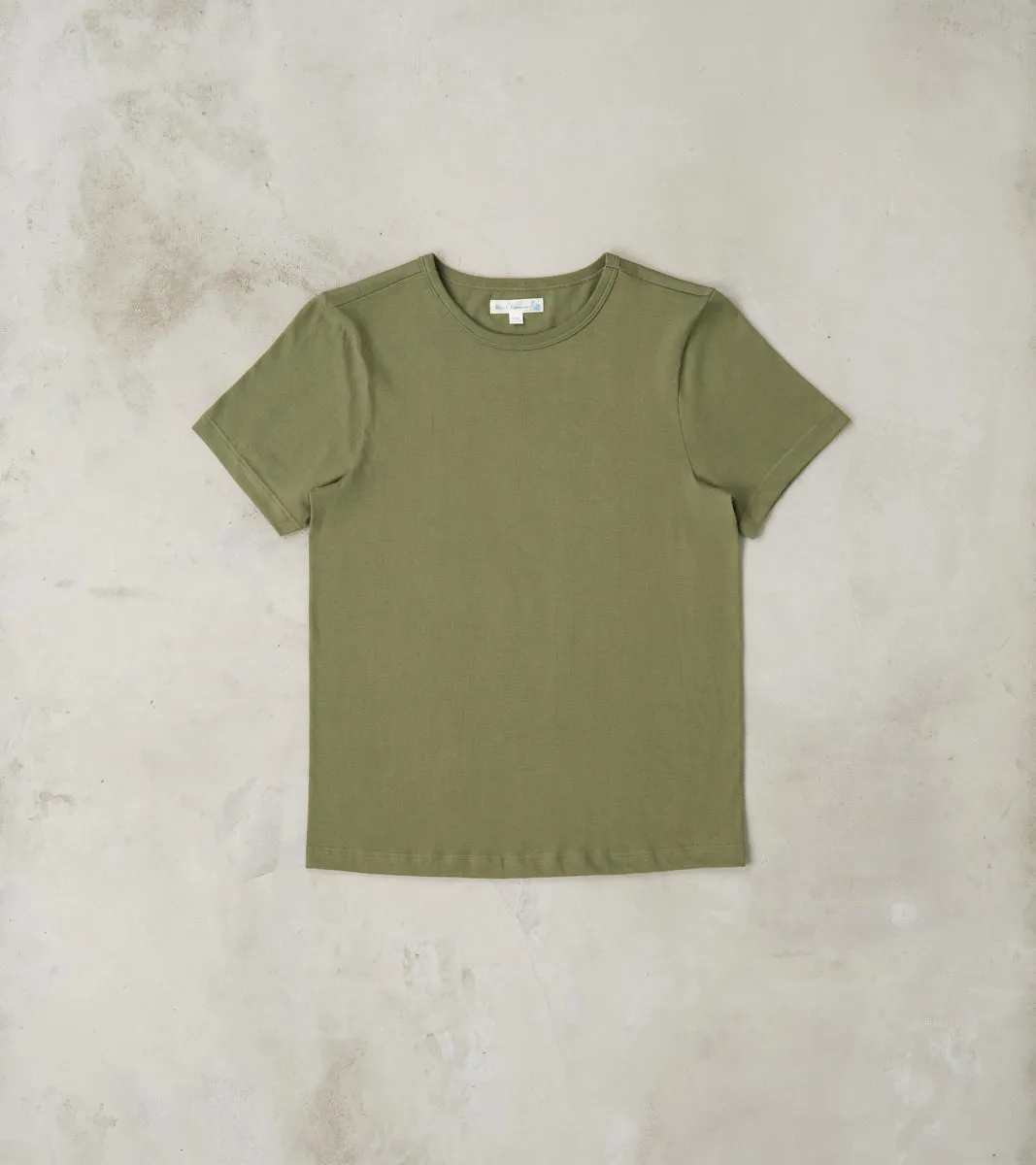 1950s Good Originals - 4.6oz Loopwheeled 1-Thread T-Shirt - 40 Army sold by Division Road