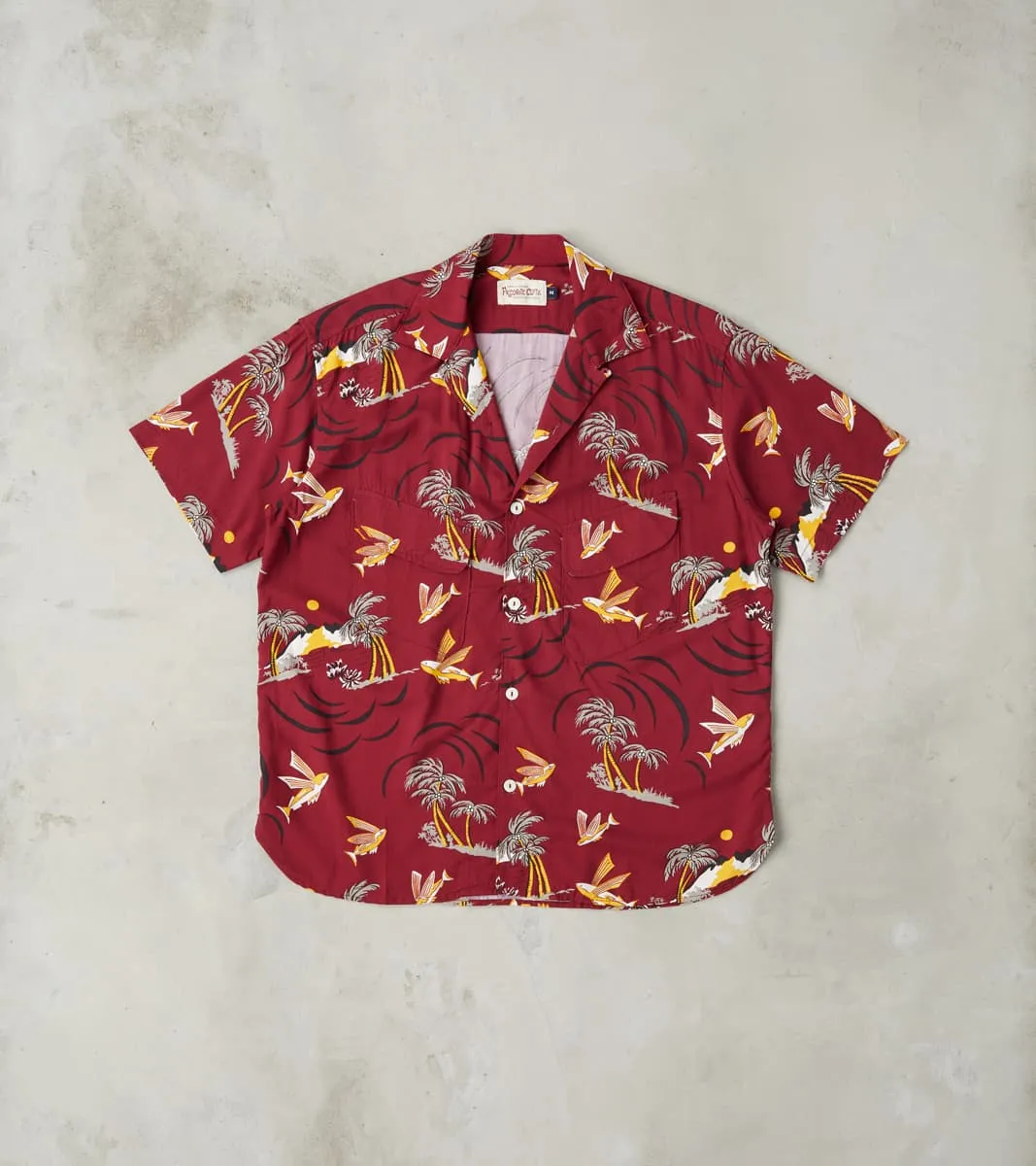 Dean - Double Pocket Rayon Camp - Burgundy Flying Fish sold by Division Road