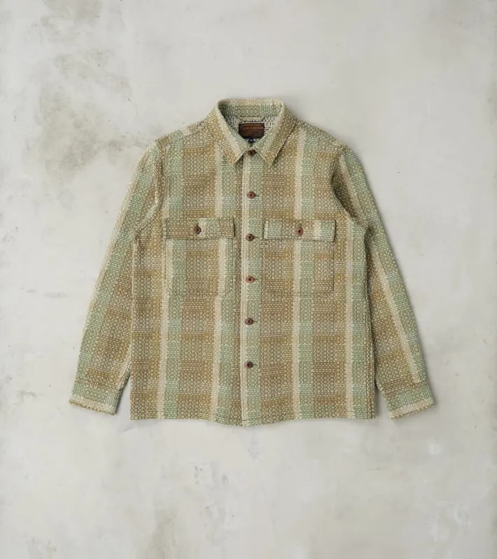 Noragi Army Green Sashiko Shirt sold by Division Road