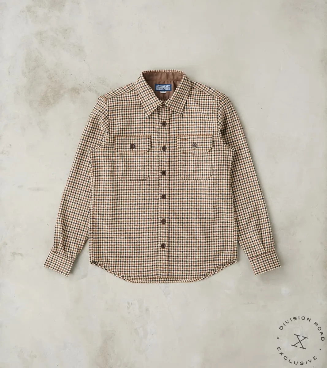 DR 434-BGC - CPO Shirt - Fox Brothers® Wool Saddle Brown Gun Club Twill Flannel sold by Division Road
