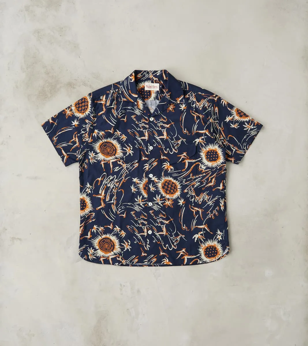 Dean - Double Pocket Japanese Poplin Camp - Navy Aloha sold by Division Road