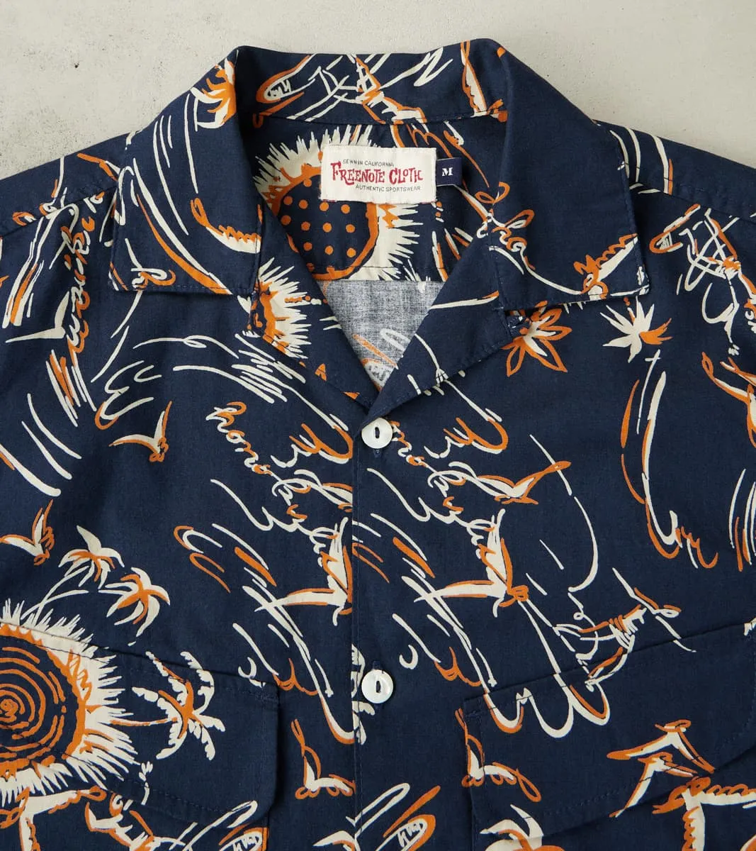 Dean - Double Pocket Japanese Poplin Camp - Navy Aloha sold by Division Road product image thumbnail 3