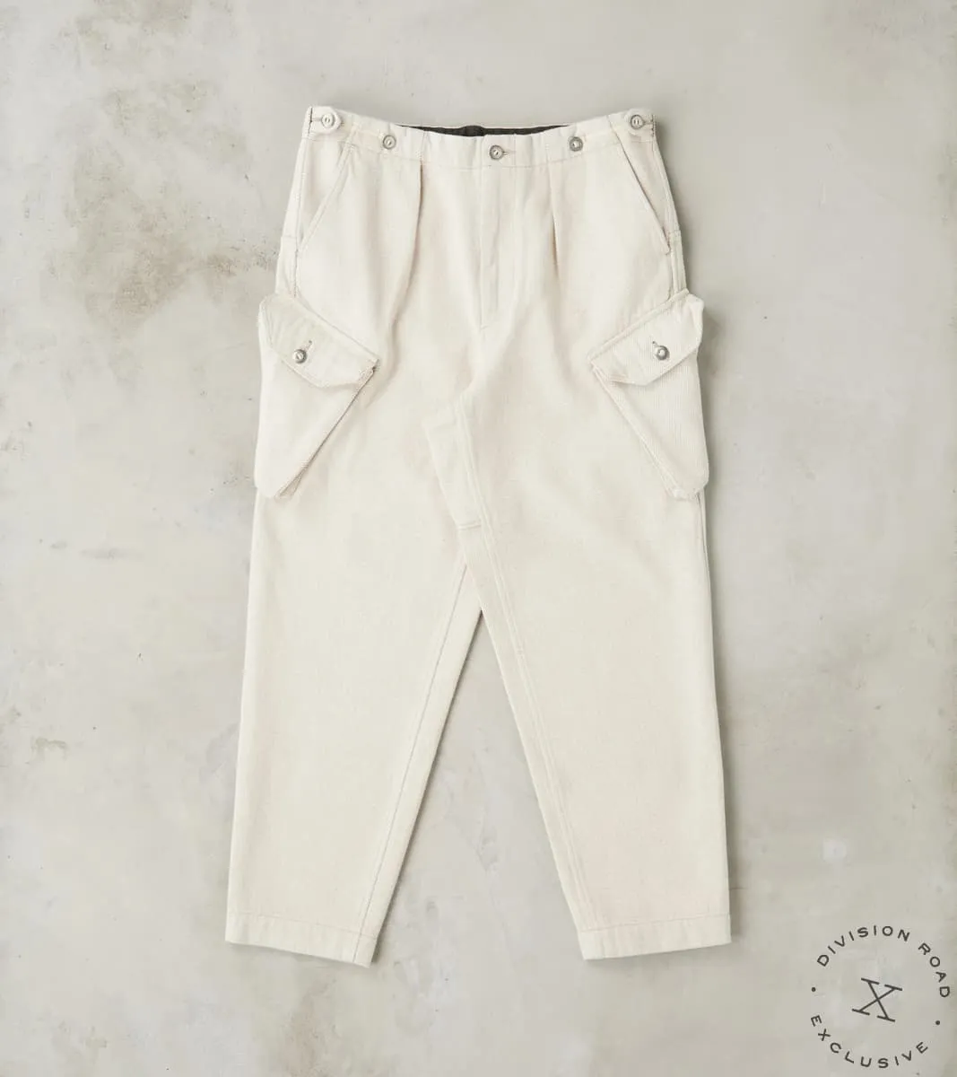 Swiss Army Cargo Trousers - Natural Tailors Selvedge Denim sold by Division Road