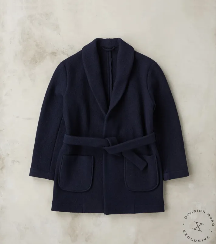 Boiled Wool Cardigan Jacket - Navy sold by Division Road