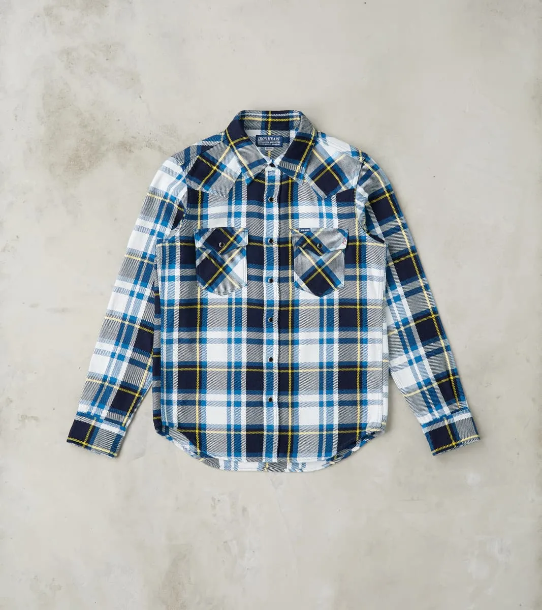 390-BLU - Western- 9oz Selvedge Flannel American Blue Check sold by Division Road