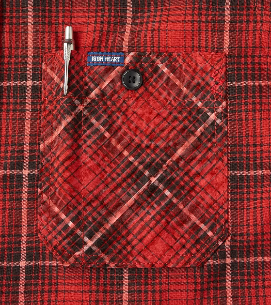 392-RED - Short Sleeved Work Shirt - 5oz Selvedge Red Vintage Check sold by Division Road product image thumbnail 5