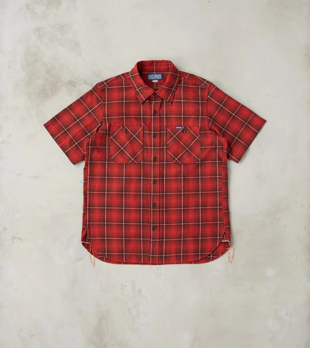 392-RED - Short Sleeved Work Shirt - 5oz Selvedge Red Vintage Check sold by Division Road
