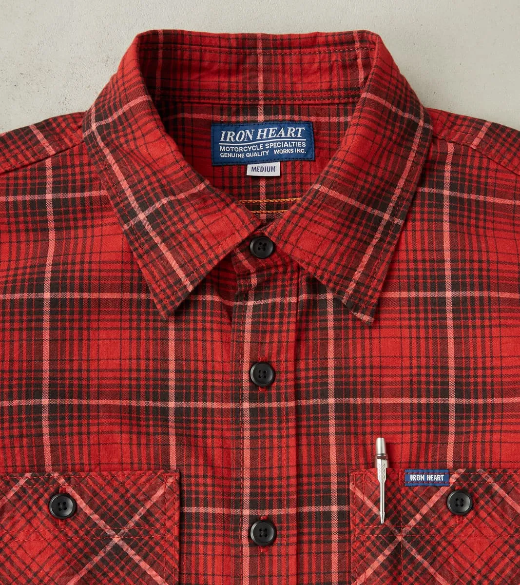 392-RED - Short Sleeved Work Shirt - 5oz Selvedge Red Vintage Check sold by Division Road product image thumbnail 3