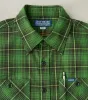 392-GRN - Short Sleeved Work Shirt - 5oz Selvedge Green Vintage Check sold by Division Road