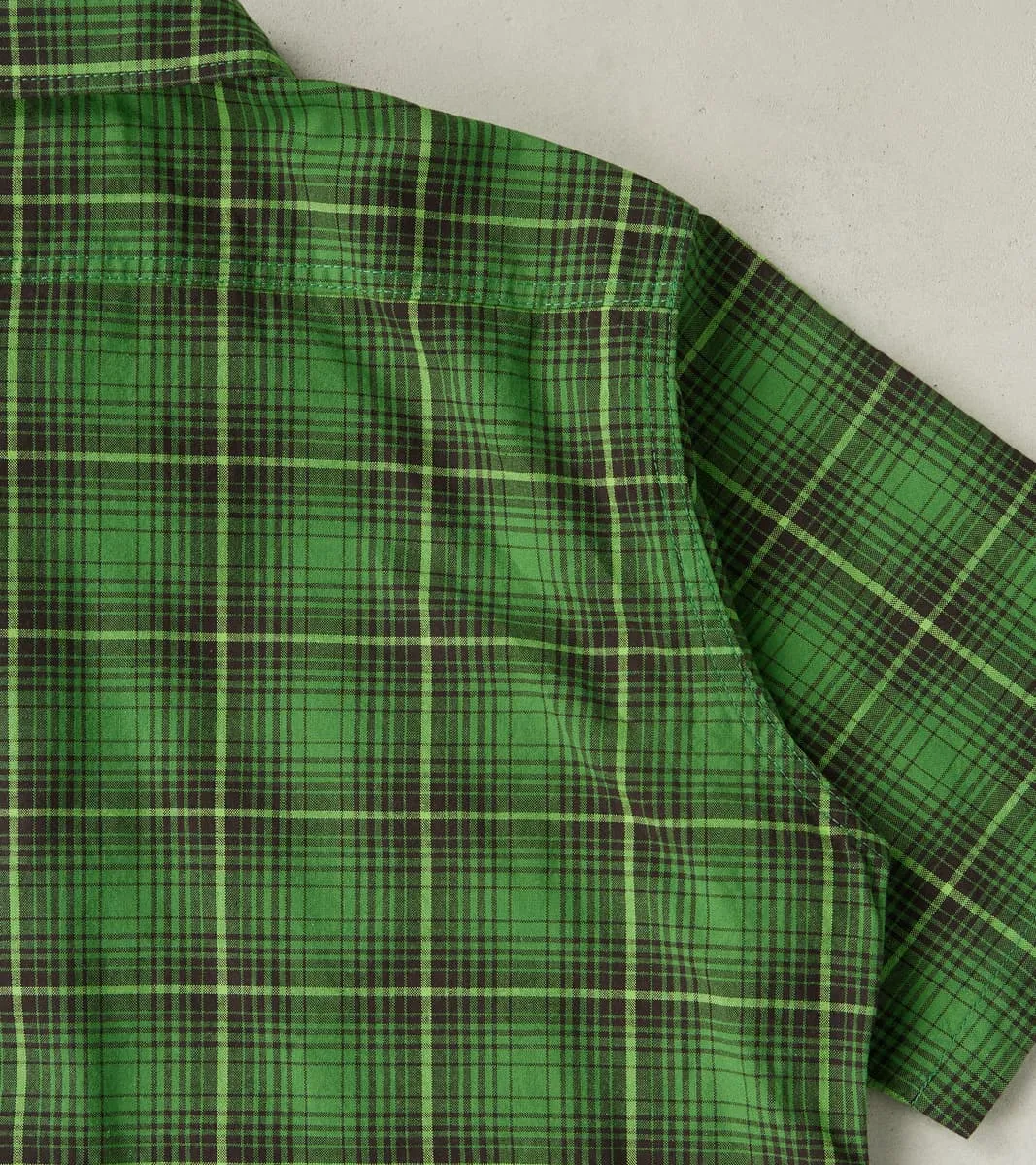392-GRN - Short Sleeved Work Shirt - 5oz Selvedge Green Vintage Check sold by Division Road product image thumbnail 4