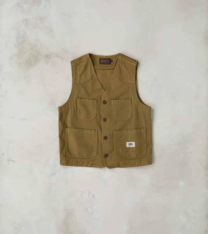 Fisherman Vest - Olive Herringbone Twill sold by Division Road