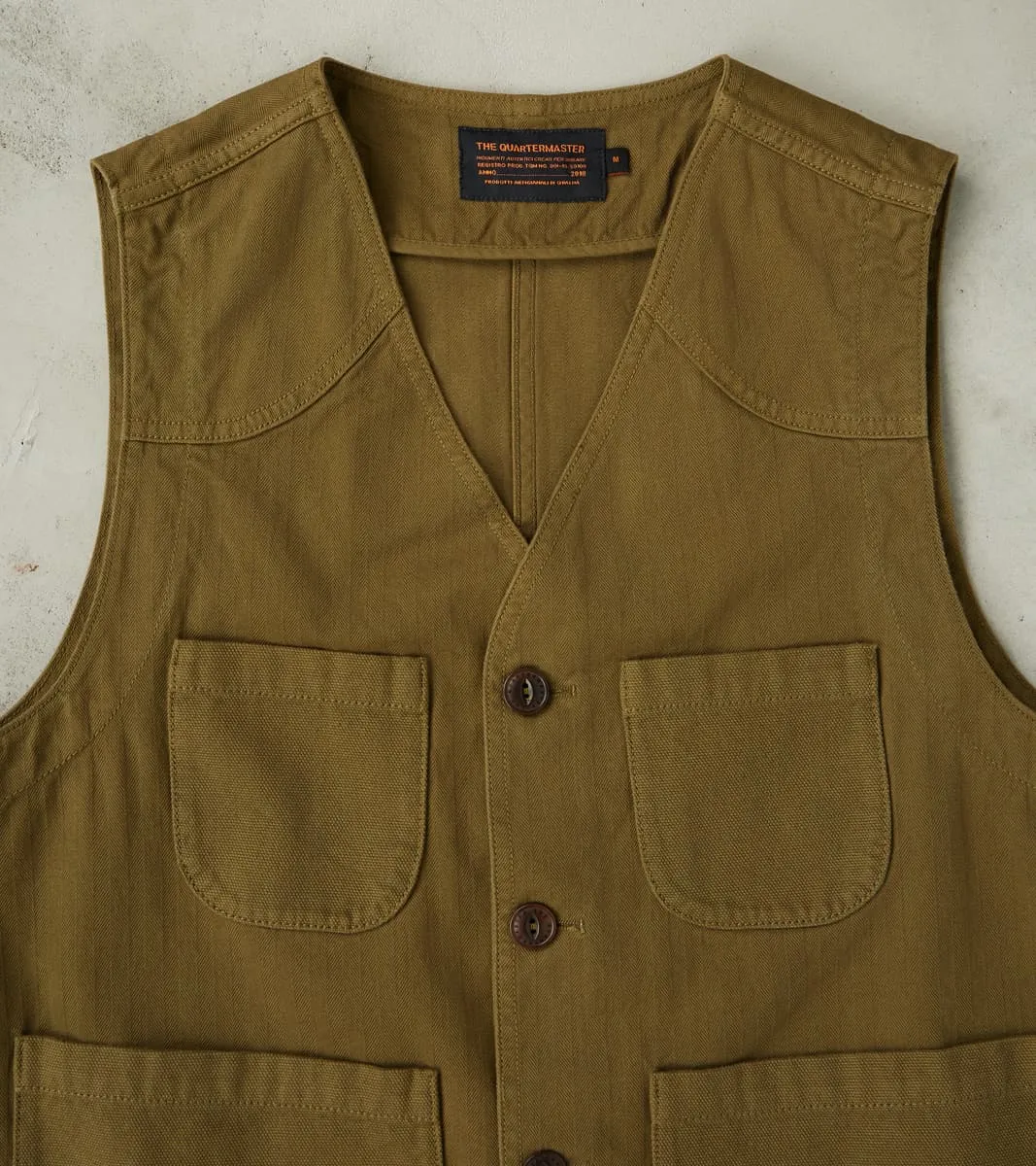 Fisherman Vest - Olive Herringbone Twill sold by Division Road product image thumbnail 4