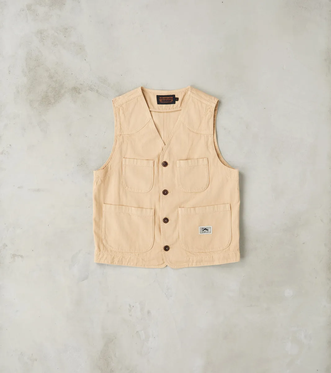 Fisherman Vest - Khaki Herringbone Twill sold by Division Road