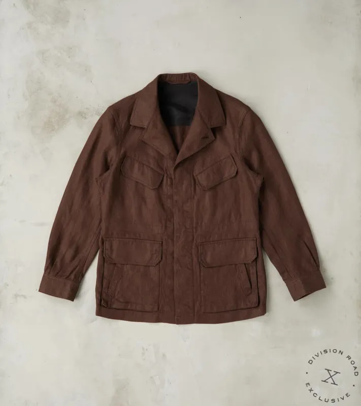 French F-2 Fatigue Jacket - Spence Bryson® Brown Irish Linen Broadcloth sold by Division Road