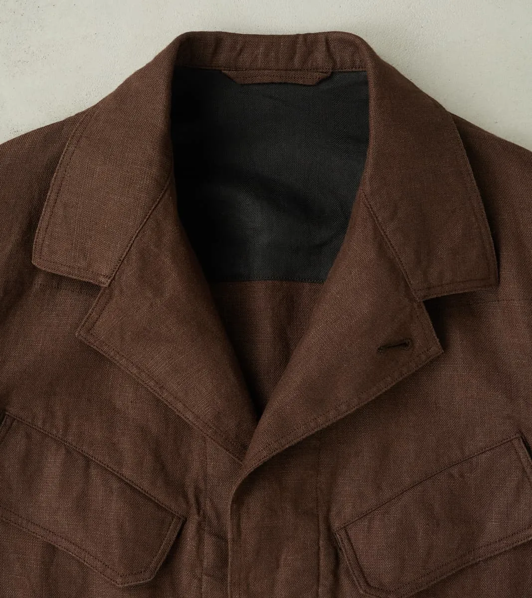 French F-2 Fatigue Jacket - Spence Bryson® Brown Irish Linen Broadcloth sold by Division Road product image thumbnail 4