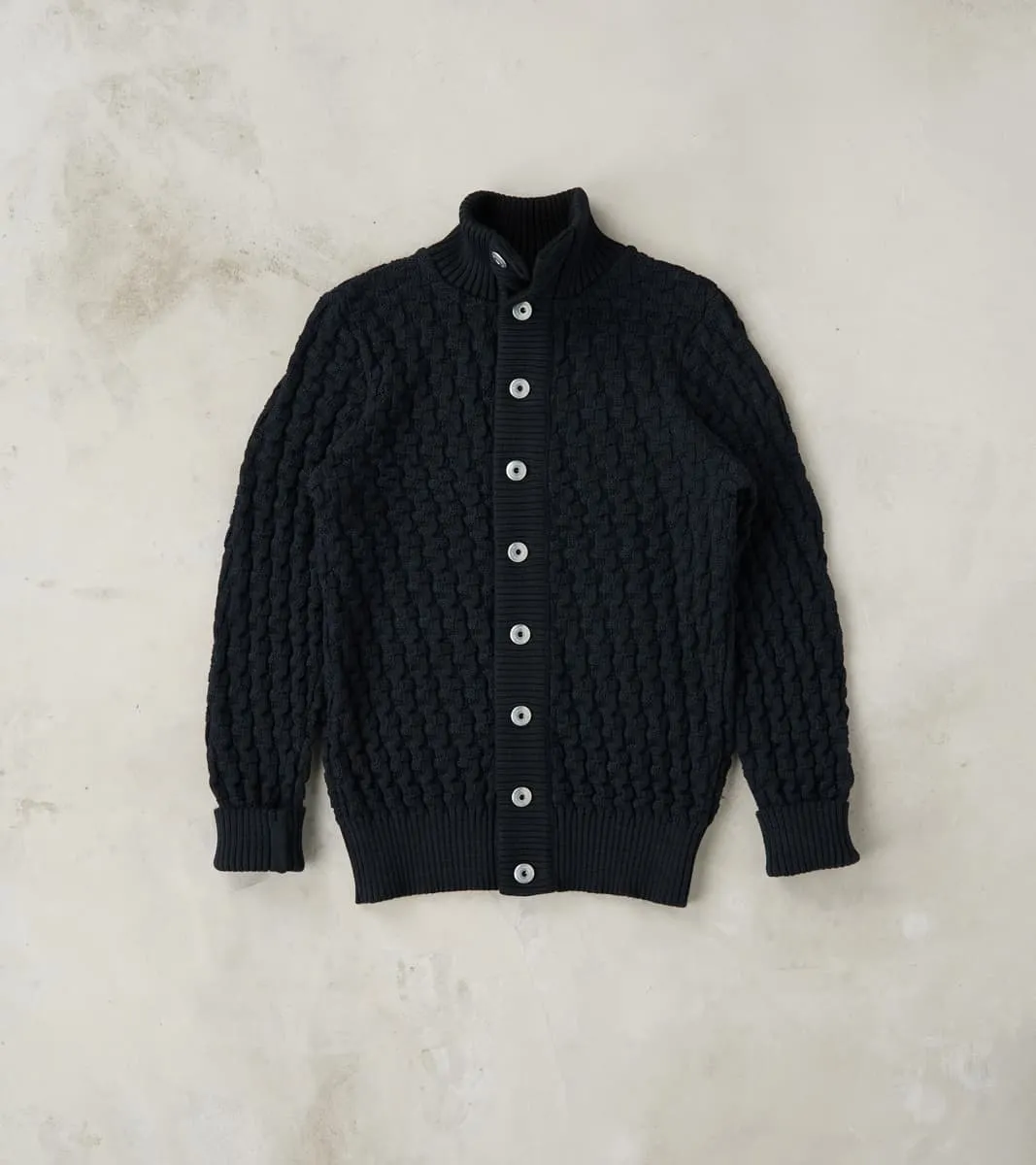 Stark Cardigan - Residual Black Melange sold by Division Road