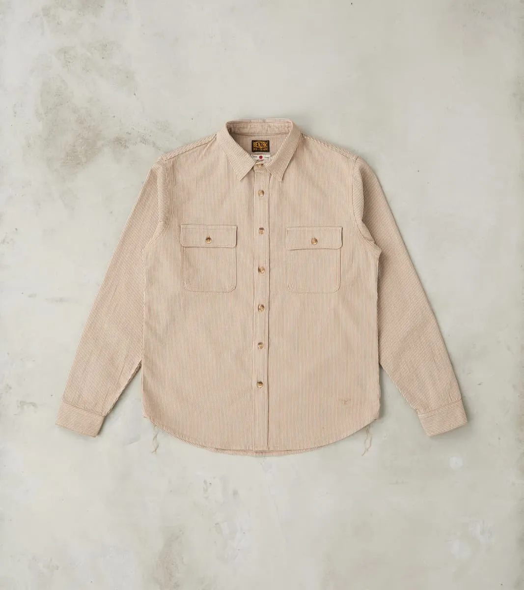 BWS-01 - Work Shirt - 6.5oz Brown Stripe Cord sold by Division Road