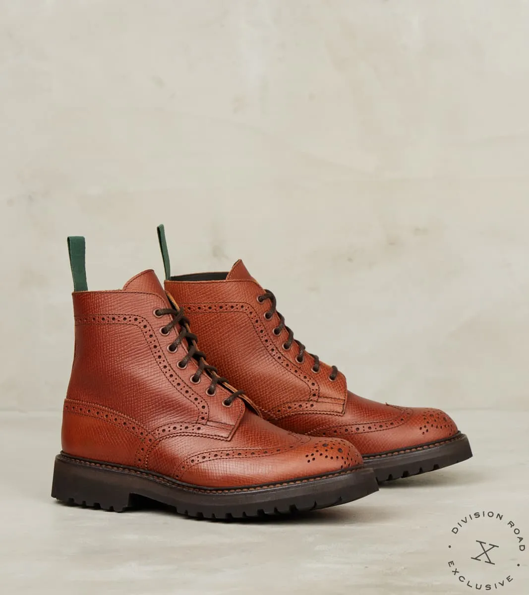 WMNs Stephy Brogue Nomad Boot - Horween Sienna Pioneer Hatch Grain sold by Division Road