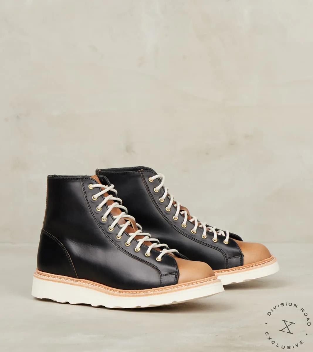 WMNs Super Monkey Boot - Horween Black & Natural CXL sold by Division Road