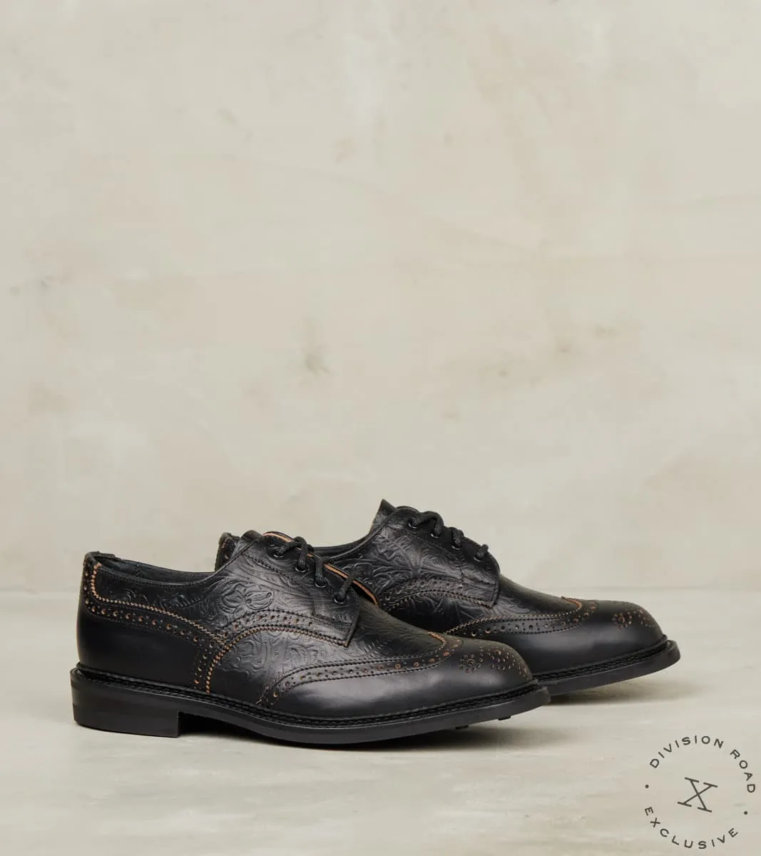 WMNs Anne Brogue City Derby - Horween Black Floral CXL sold by Division Road
