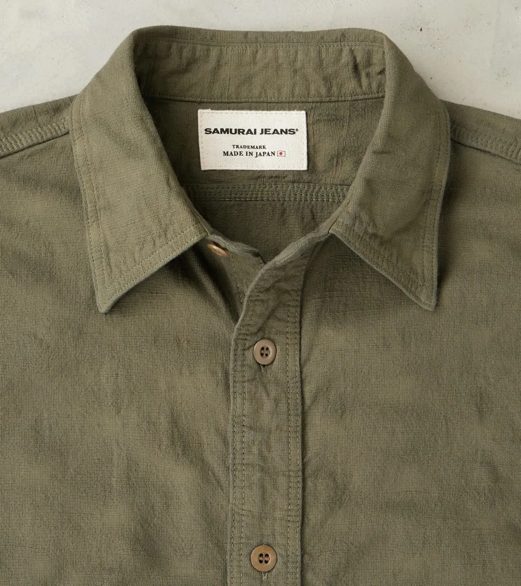 SSS25-ATW Olive Tropical Weather Dobby Shirt sold by Division Road product image thumbnail 3
