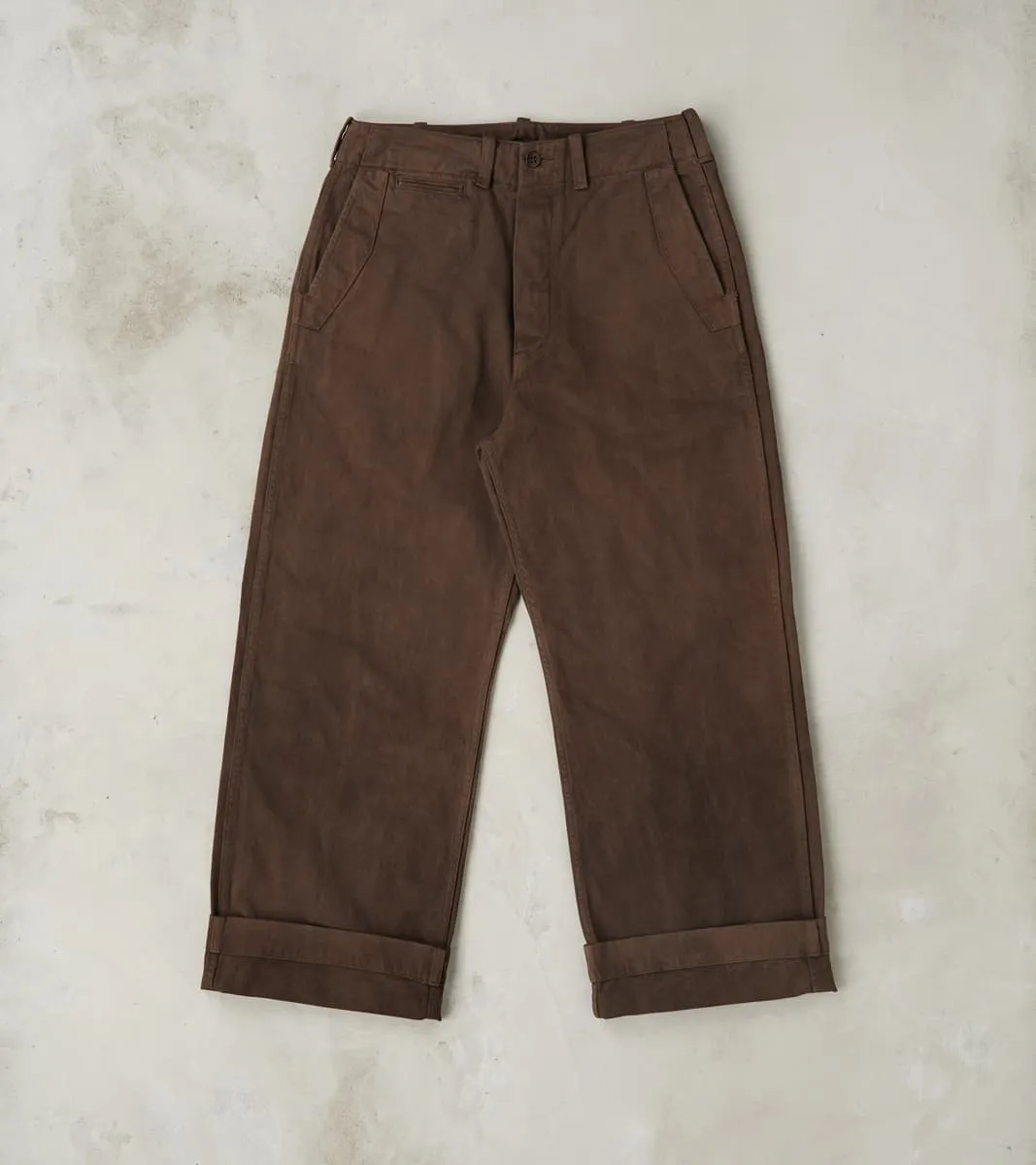 Lot. 202 Engineer Trousers - Chino Cloth - Mud Dyed Brown sold by Division Road