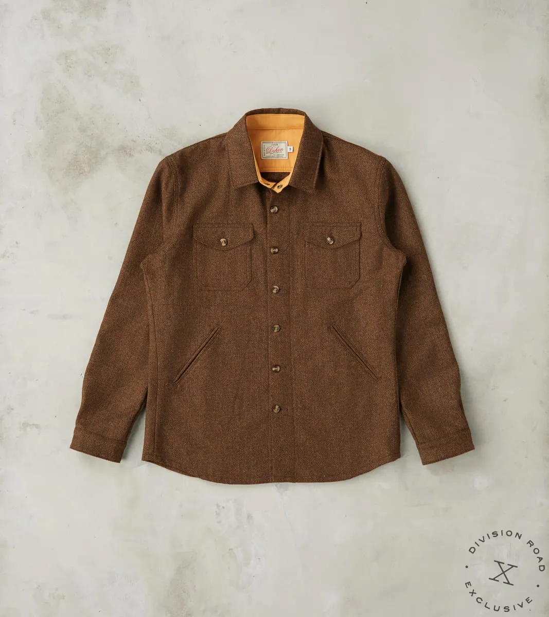 Crissman Overshirt - Abraham Moon® Merino Herringbone - Cigar sold by Division Road