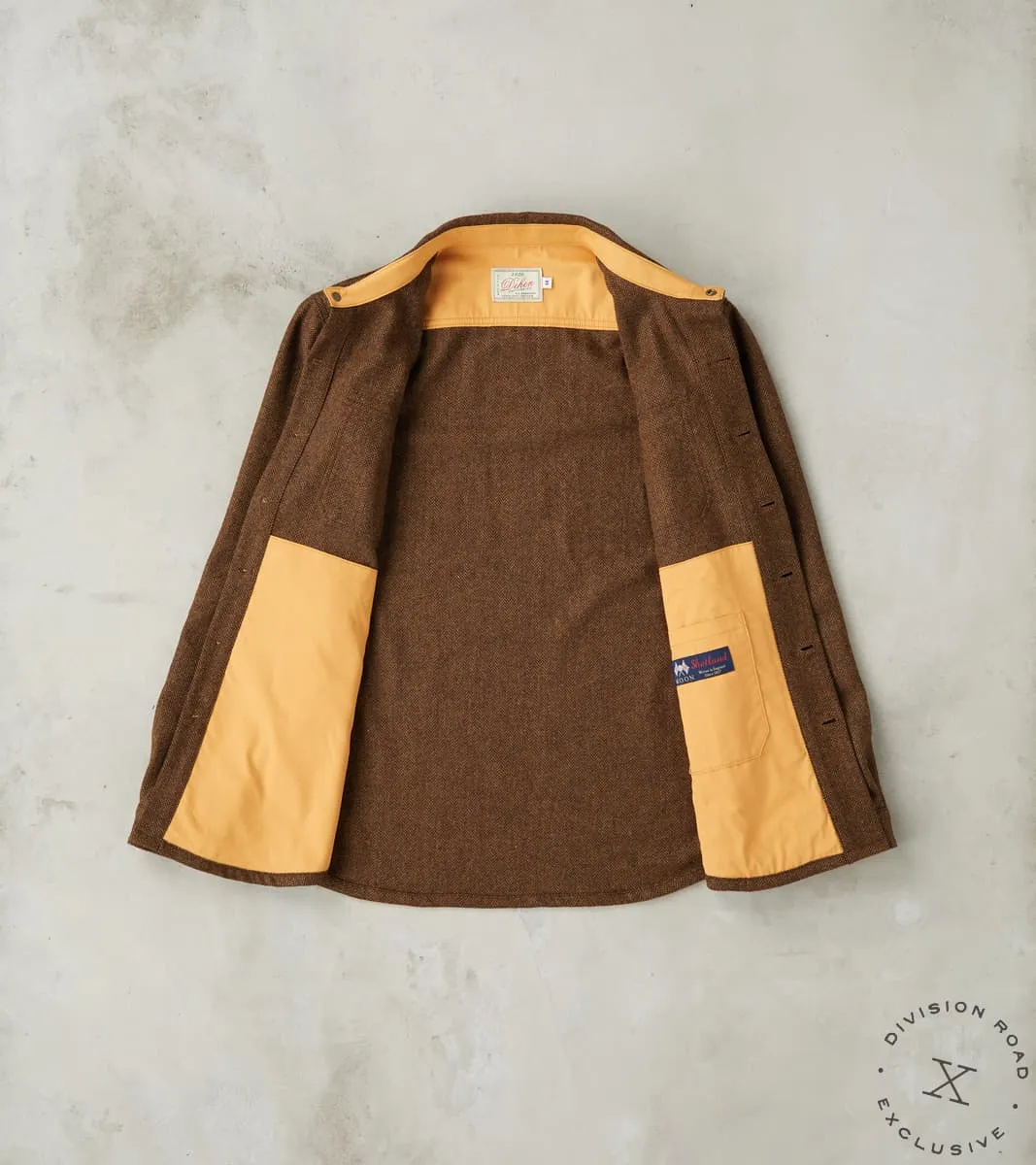 Crissman Overshirt - Abraham Moon® Merino Herringbone - Cigar sold by Division Road product image thumbnail 3