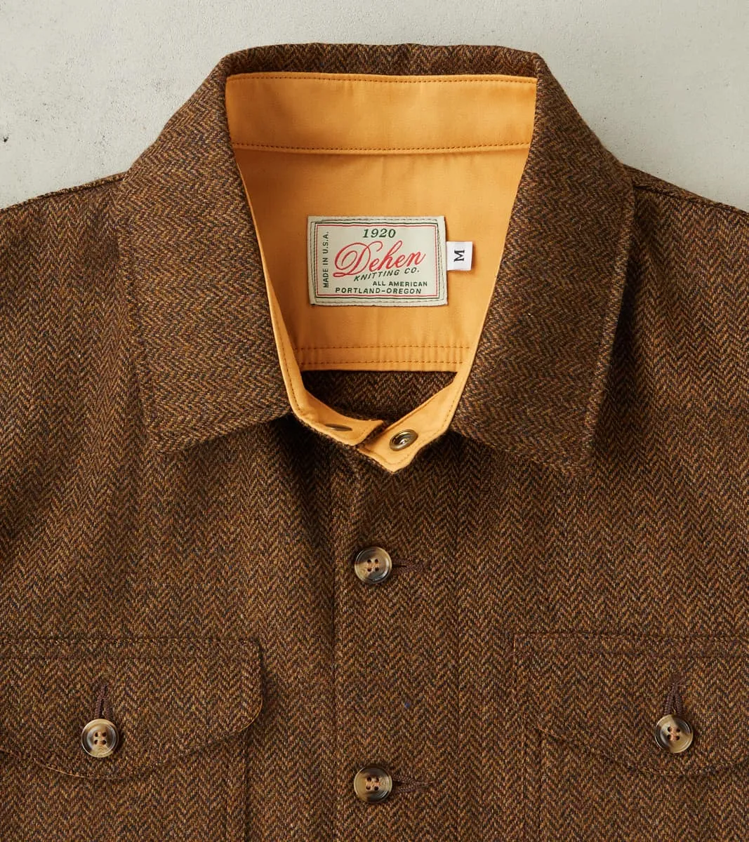 Crissman Overshirt - Abraham Moon® Merino Herringbone - Cigar sold by Division Road product image thumbnail 4
