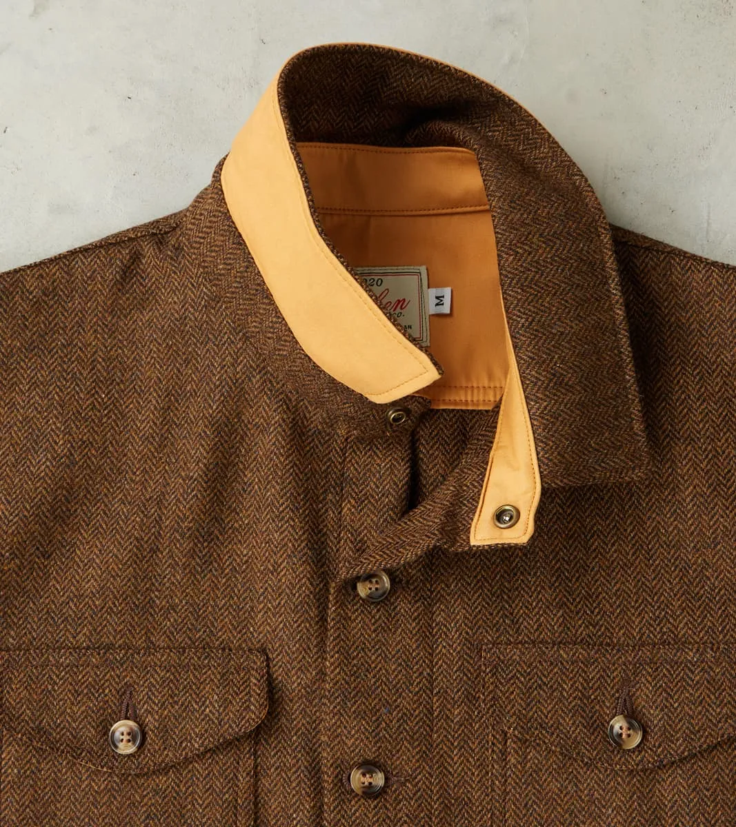 Crissman Overshirt - Abraham Moon® Merino Herringbone - Cigar sold by Division Road product image thumbnail 5