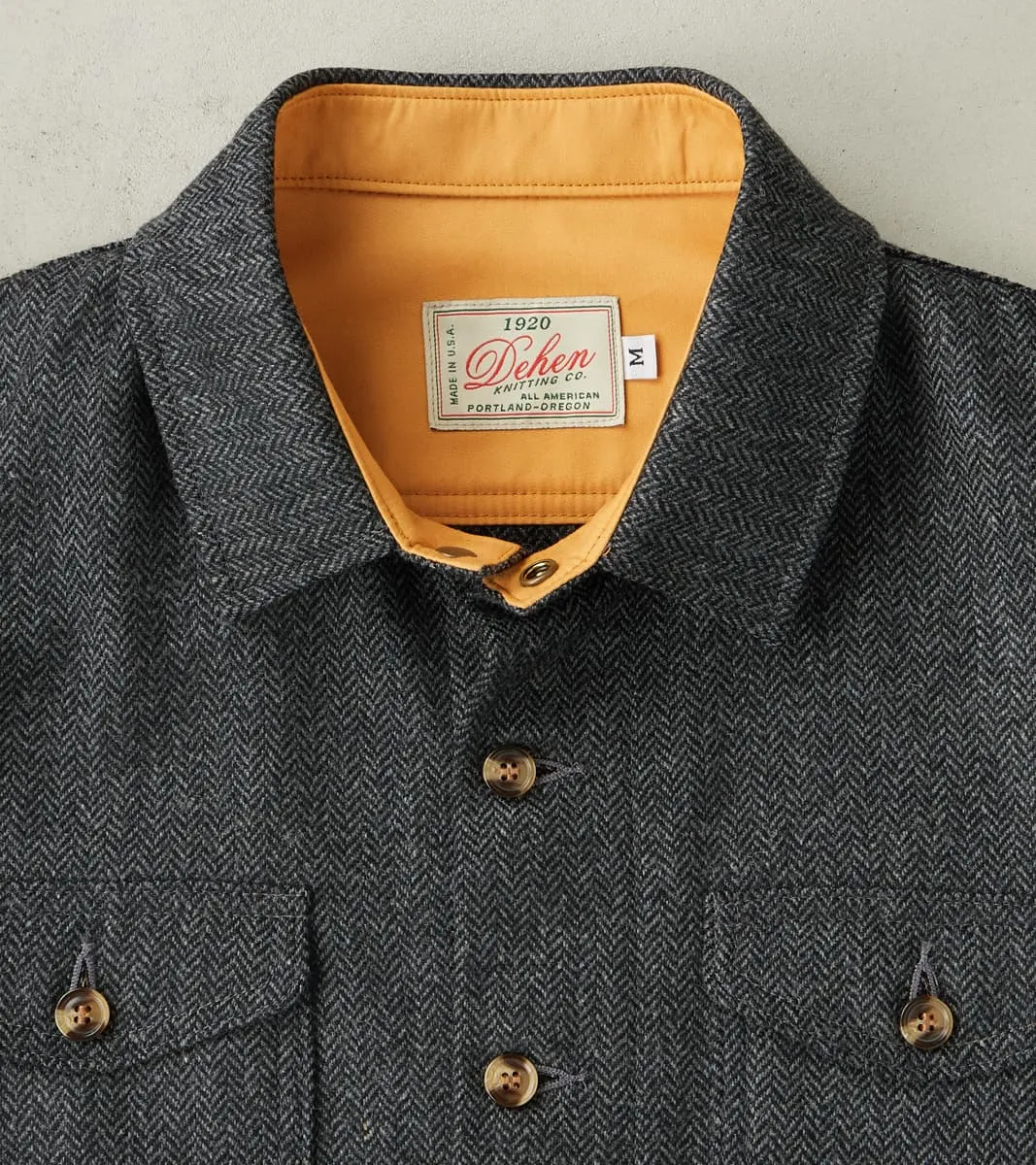 Crissman Overshirt - Abraham Moon® Merino Herringbone - Charcoal sold by Division Road product image thumbnail 4