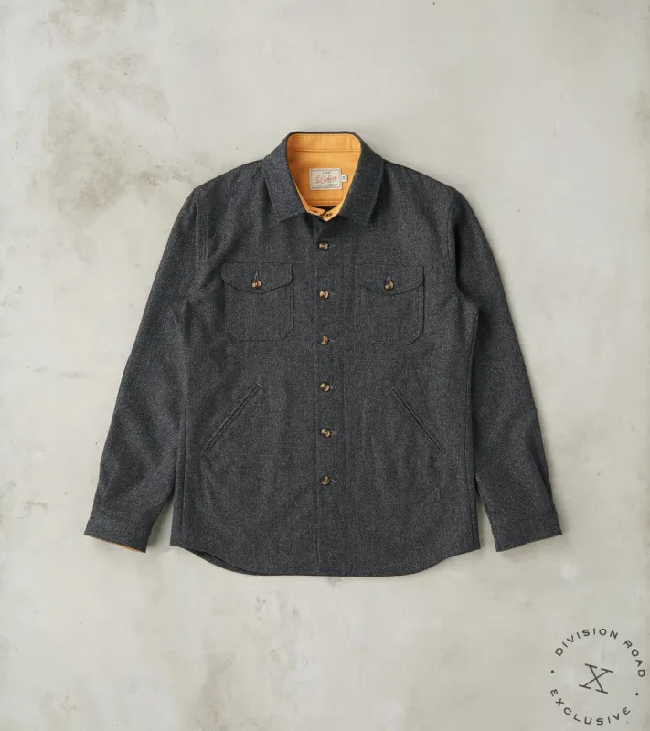 Crissman Overshirt - Abraham Moon® Merino Herringbone - Charcoal sold by Division Road