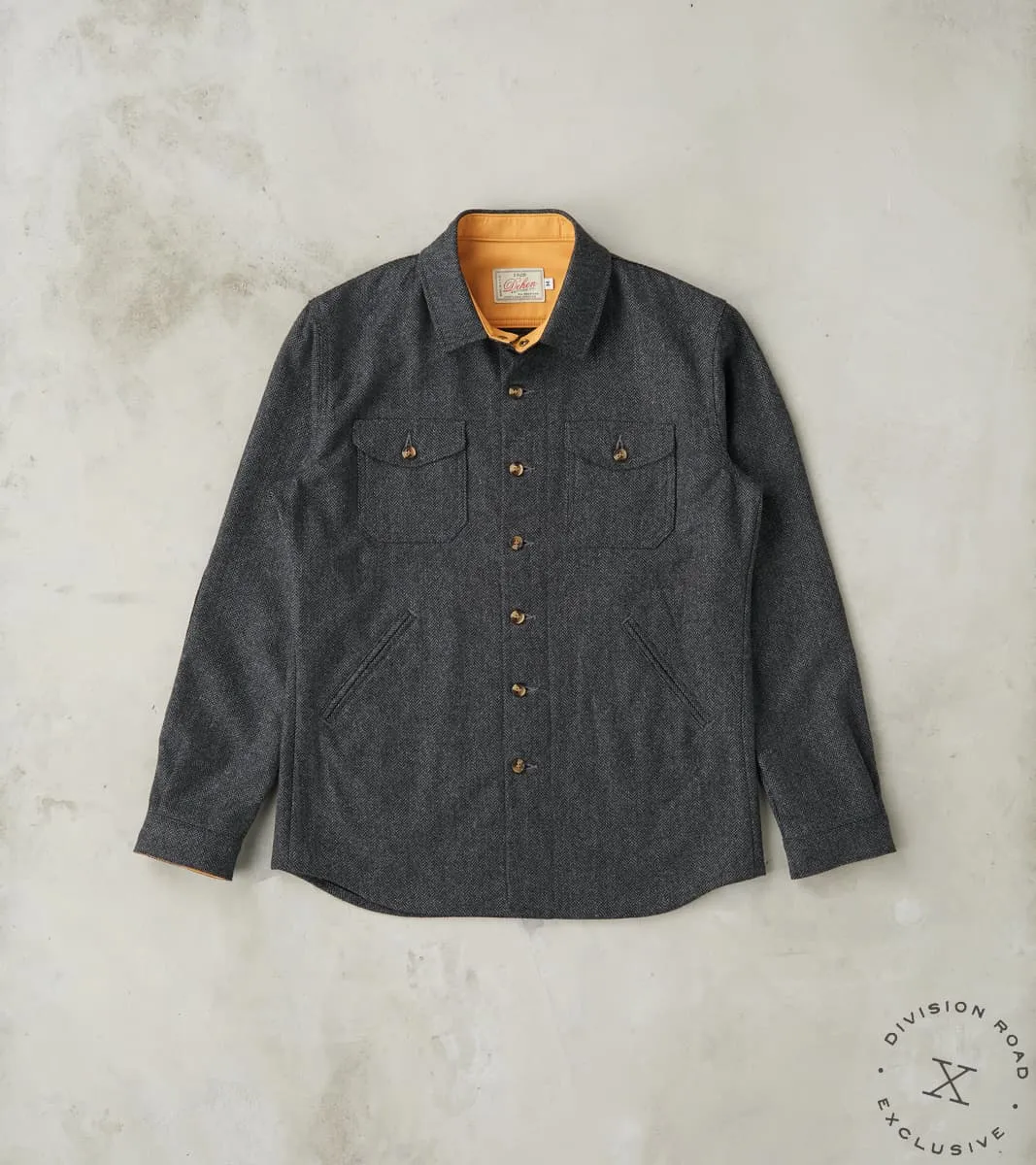 Crissman Overshirt - Abraham Moon® Merino Herringbone - Charcoal sold by Division Road