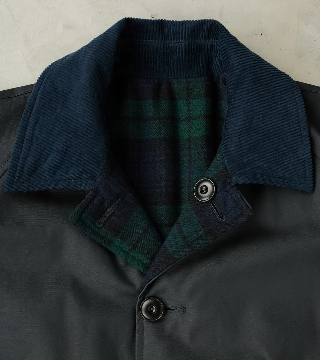 Murray 670 Reversible Raglan Trench Coat - Black Waterproof Canvas & Blackwatch Woolen sold by Division Road product image thumbnail 4