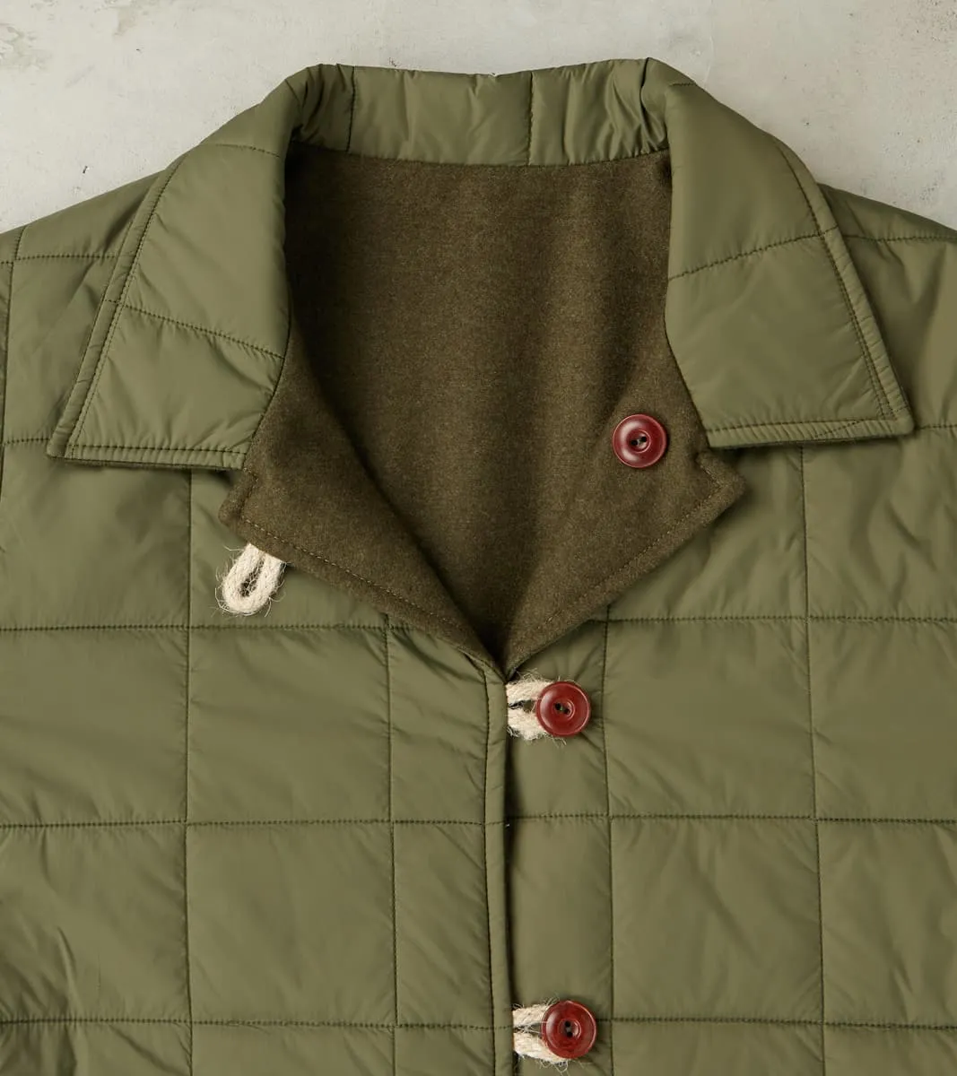 Hebron 796 Reversible Naval Shirt Jacket - Olive Washed Wool Flannel & Quilted Satin sold by Division Road product image thumbnail 5